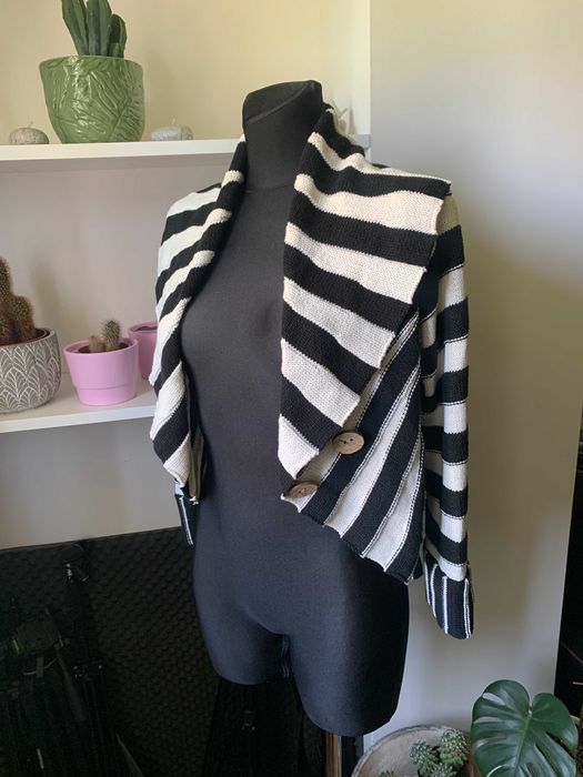 sweter w paski M/L boho rękaw 3/4