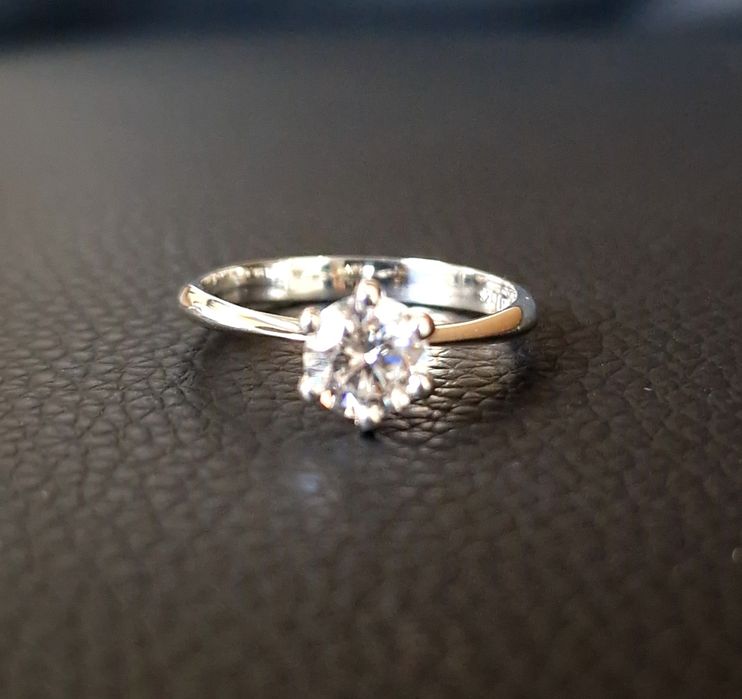 925 Pierścionek Zaręczynowy Moissanit 1.0 ct GRA CERTYFIKAT