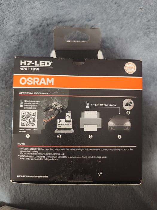Nowa Cena Komplet ! Żarówki LED H7 Osram Night Breaker LED 6000k 12V 2