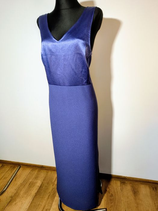 Długa prosta elegancka szykowna suknia maxi r. 52