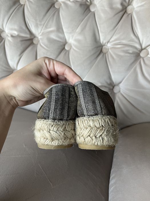 Szare buty wiązane espadryle wiosna słomkowe
