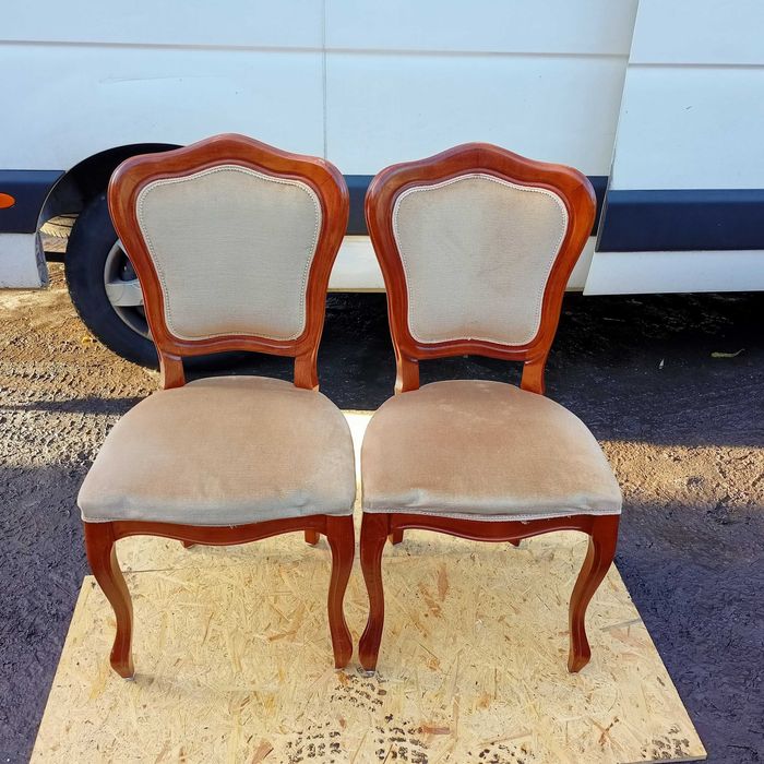 Krzesła Medaliony Tapicerowane kpl. 2 Stylowe Krzesła Drewniane