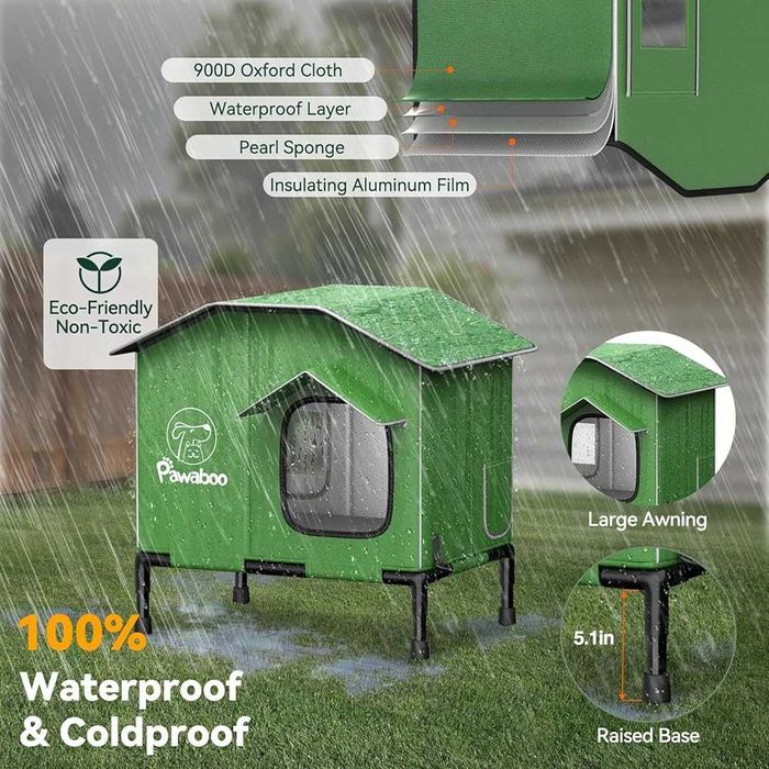 Zimowy domek dla kota podgrzewana mata