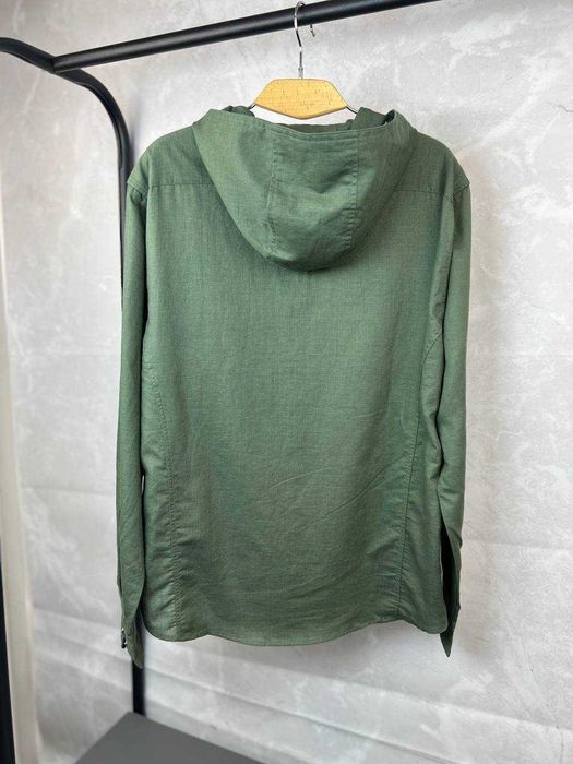 Рубашка с капюшоном Kiton льняная рубашка Китон зеленая сорочка p048