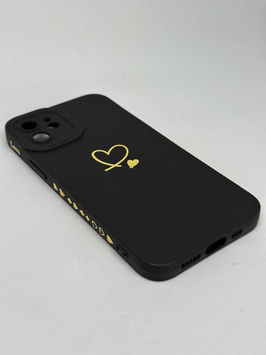 Iphone 12 Obudowa Etui Case Silikonowy Czarny z Serduszkami kod 882