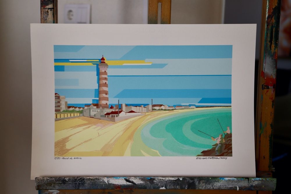 serigrafia do artista Ernani Oliveira - Farol da Barra