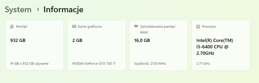 Komputer Medion PC MT 14 i5 6400  GTX 750Ti 16GB DDR4