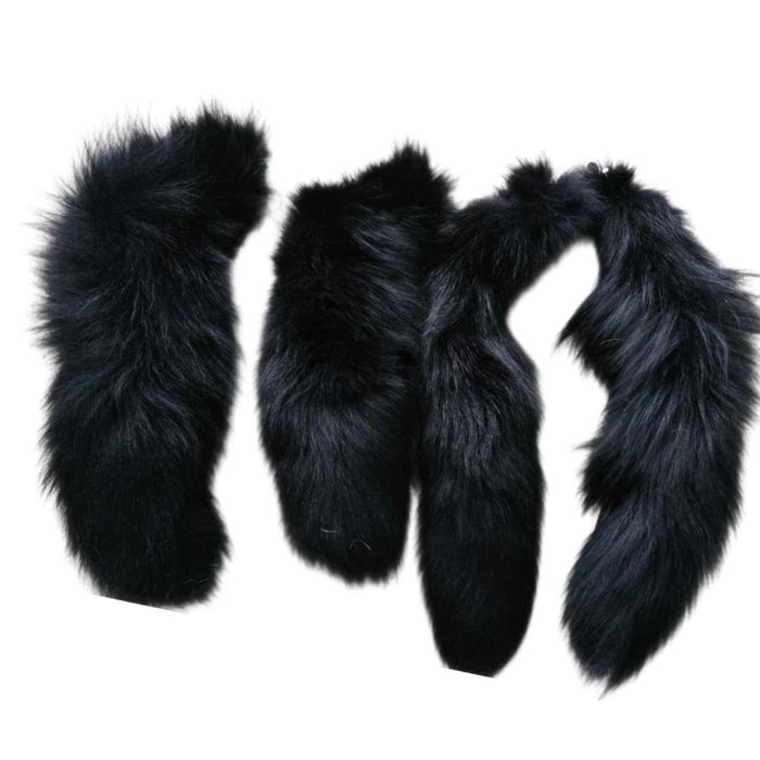 Czarna Kita Lisa 30–40 cm Naturalne Futro Brelok Karabińczyk