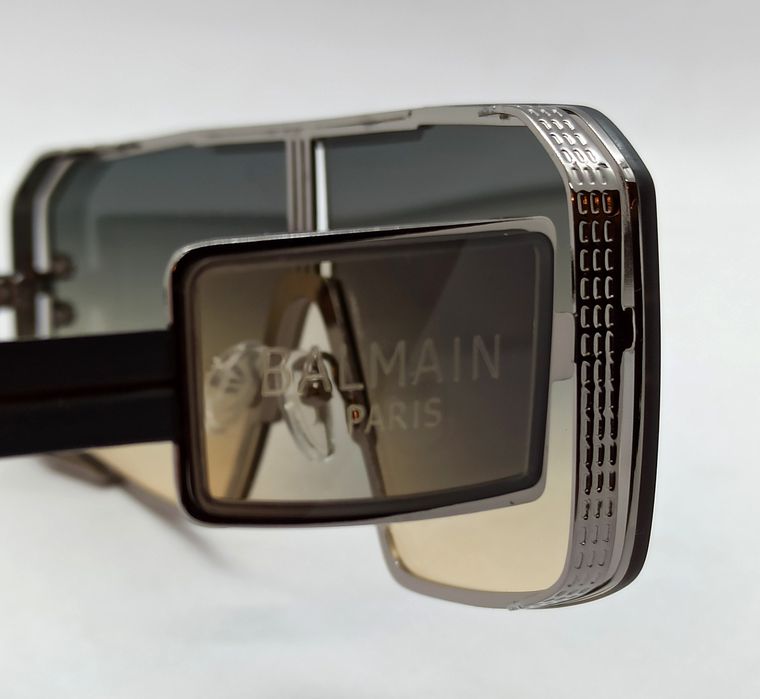 Balmain очки унисекс большие бежево бирюзовый градиент в металл оправе