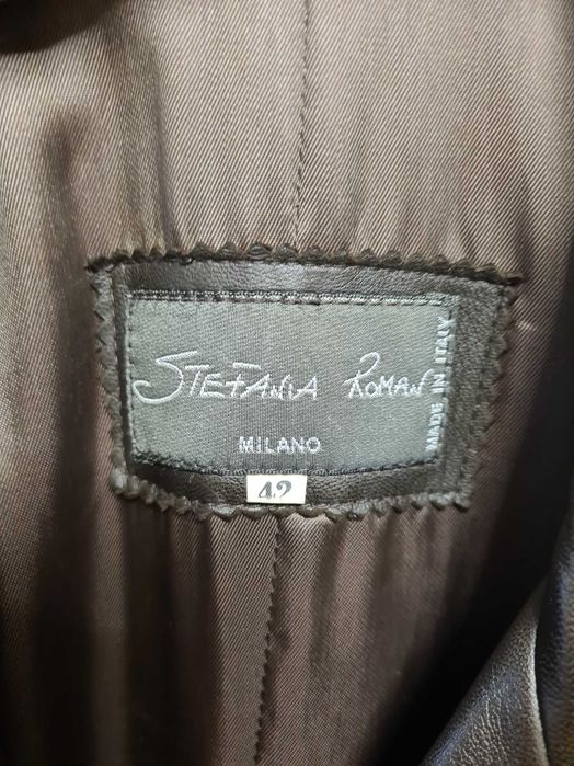 Casaco comprido em pele genuína