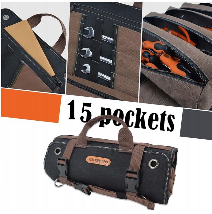 Welkinland Wytrzymała Woskowana Z Płótna - 15-Kieszeniowy Na Narzędzia