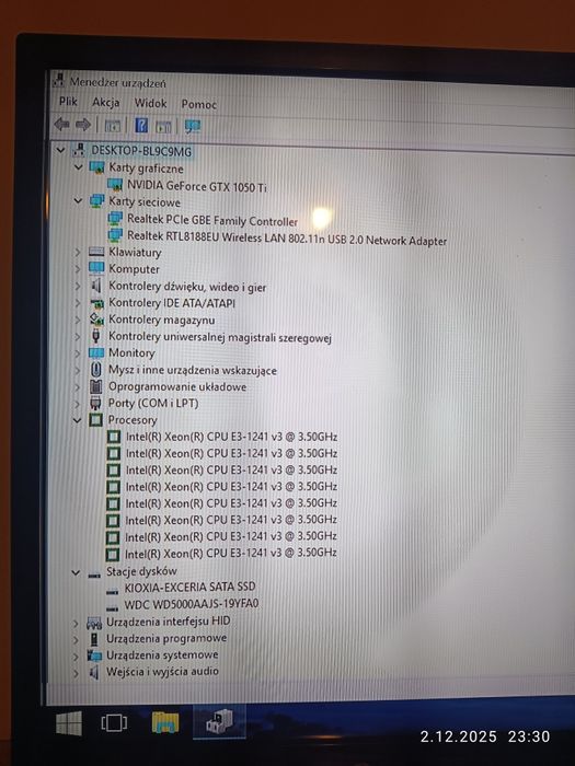 E3-1241v3 jak i7 4470 GTX 1050ti 16gb