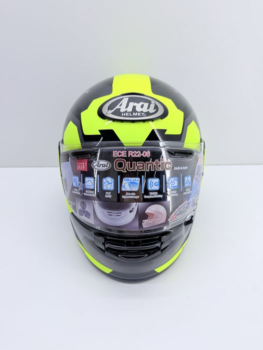 Kask integralny ARAI QUANTIC FACE FLUOR YELLOW szary żółty fluo czarny, rozmiar XS