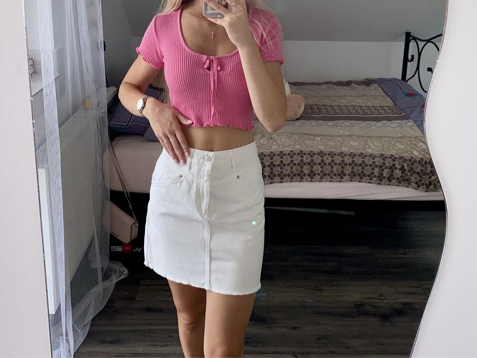 Biała jeansowa spódnica 36 bawełna 100%