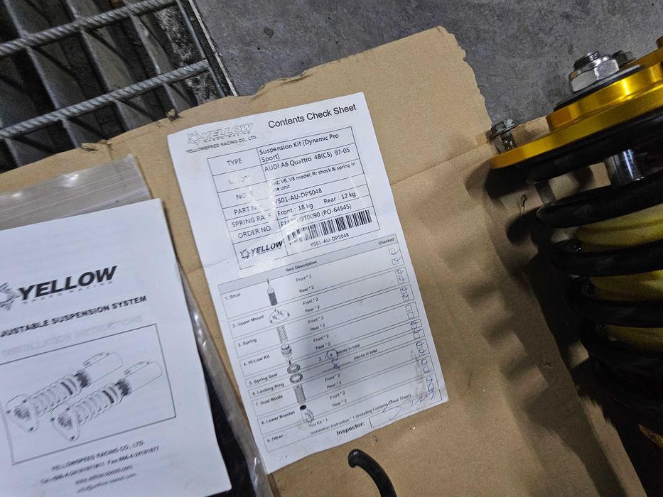 Gwint Yellow Speed Dynamic Pro Sport Audi A6 C5 Quattro S6 RS6