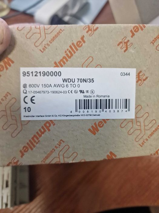 Клемма проходная Weidmuller WDU 70N/35: 399 грн. - Электрика Киев на Olx