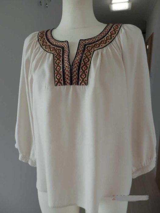 Bluzka Kremowa Obłędny Haft w stylu Etno Boho Mango S/M