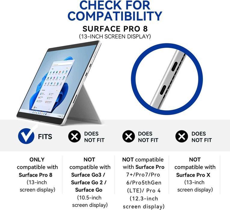 Omnpak Microsoft Surface Pro 8 biznesowe etui stojak uchwyt na rysik