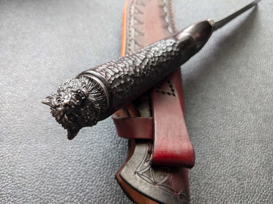 Мисливський ніж з дамаської сталі Wolf Damascus. нож охотничий дамаск