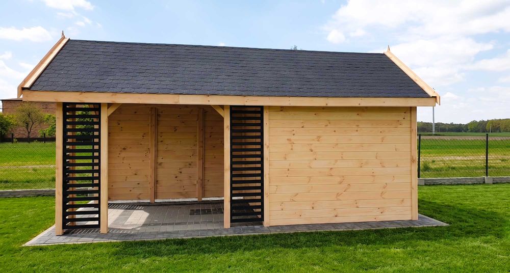 Domek narzędziowy domek drewniany plus altana pergola HIT 2w1
