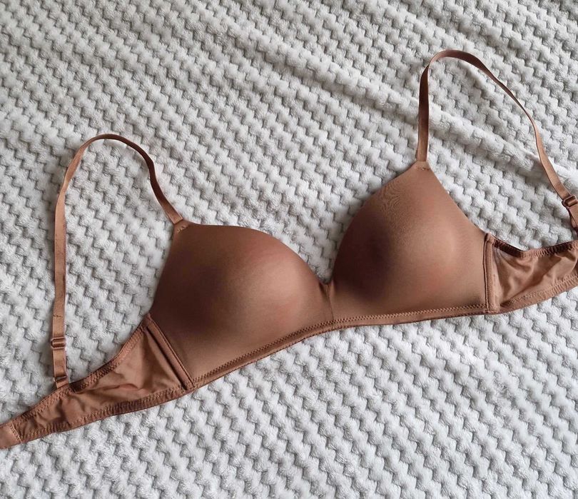 Klasyczny biustonosz stanik gładki nude brąz basic casual H&M 75B