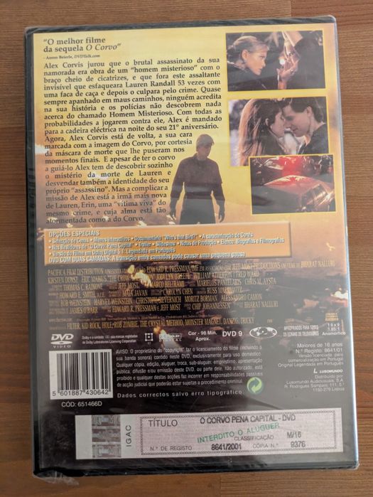 DVD NOVO e SELADO " O Corvo - Pena Capital " 2000