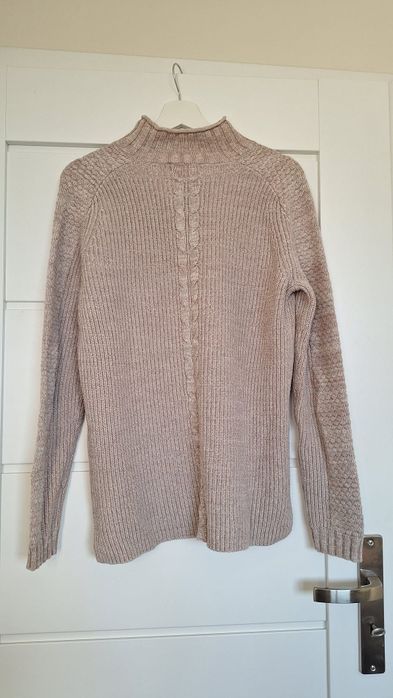 Sweter damski Henri Lloyd beżowy golf warkocz M