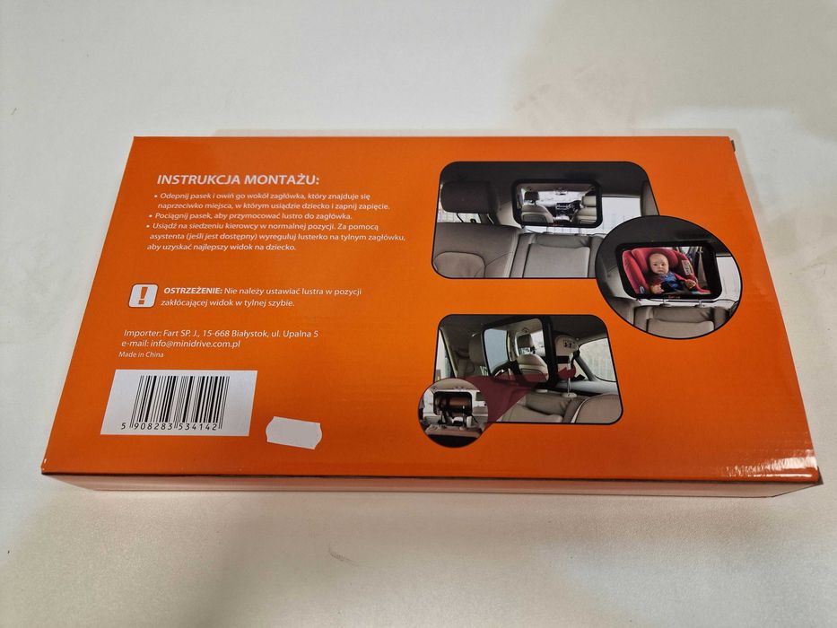 Regulowane lusterko do obserwacji dziecka w samochodzie