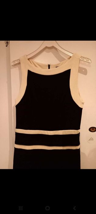 Vestido justo, preto e branco - M - Mango