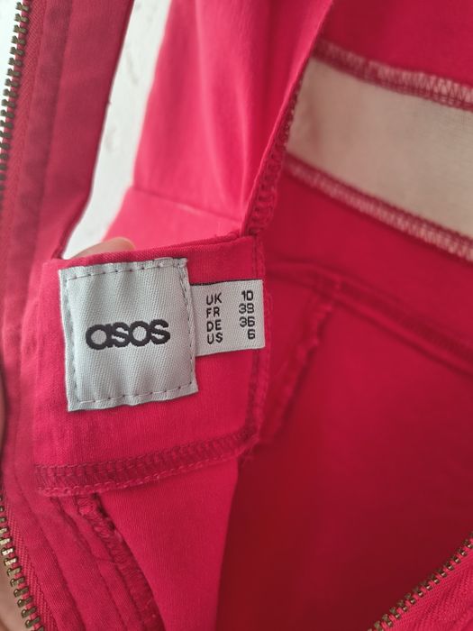 Czerwona sukienka elastyczna, wycięte plecy, Asos , XS