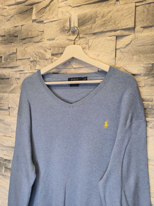 Sweter Polo Ralph Lauren Serek Bawełniany Jasnoniebieski Pima Cotton L