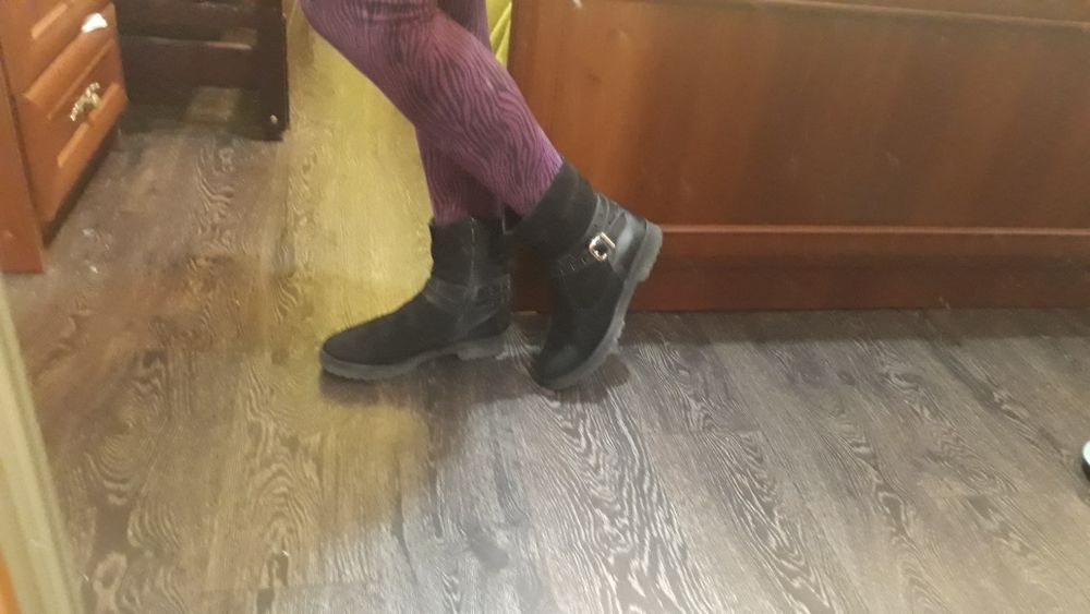 Сапоги ботинки кожа и замш внутри овчина