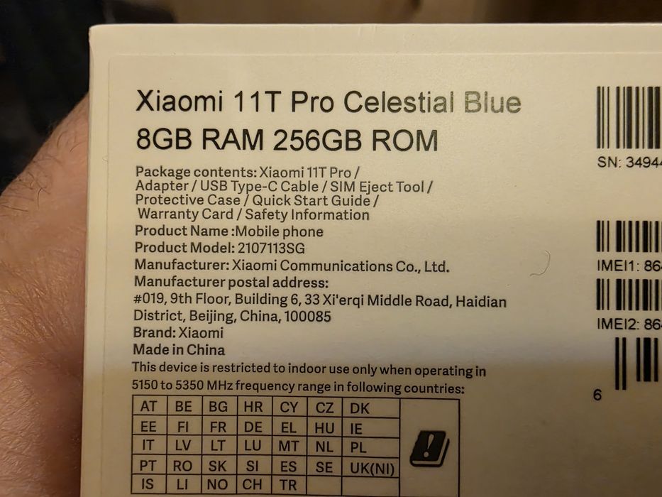 Xiaomi 11t pro, 8/256