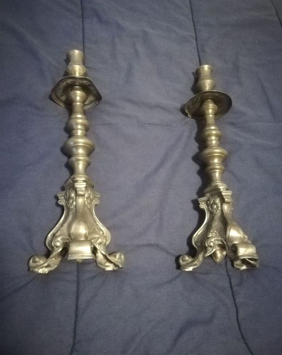 Castiçais Antigos em Estanho