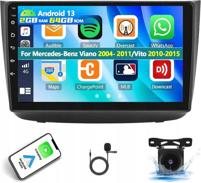 Radio GPS Mercedes Vito 10-15 Viano Carplay Android 2+64GB Kamera