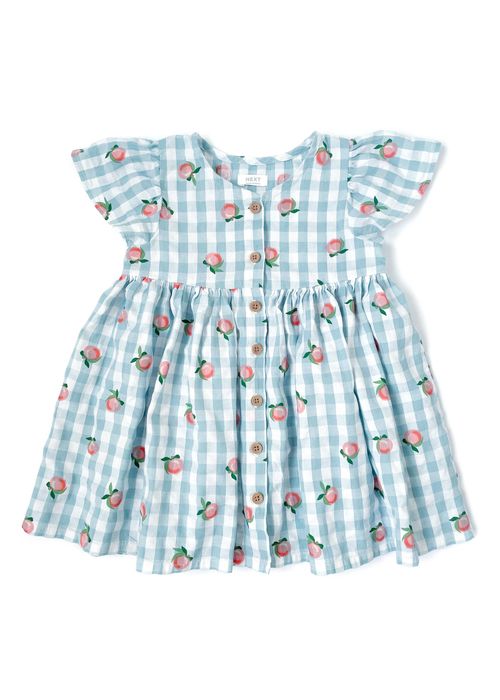 Сукня Next у клітинку з персиками, 12-18 міс, 86 см