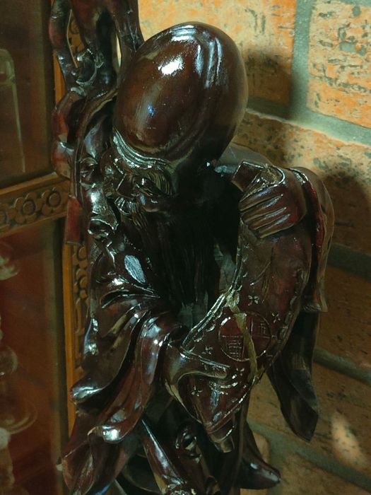 Shouxing Shou Xing Deus Chinês da Longevidade Estátua Esculpida à Mão