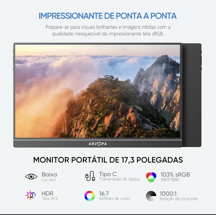Monitor Portátil Ultrafino - 1080P FHD