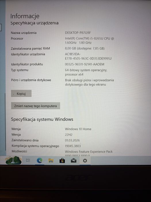 Acer Swift 3 SF314-56G | i5-8265U 8GB RAM 512GB SSD | 14’’ | Windows10