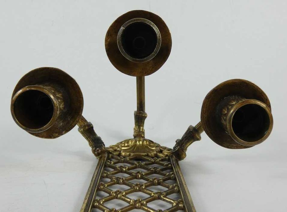 Ażurowe trójramienne KINKIETY na świece kinkiet para mosiądz 36,5 cm