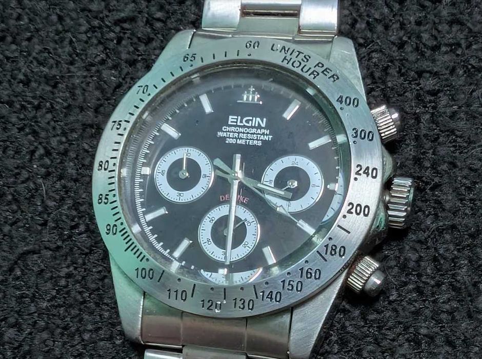 Мужские часы ELGIN FK-1059-D Chronograph рабочие .оригинал .редкость