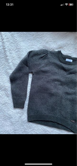 Sweter sweterek szary elegancki Terranova knitwear 128/134 cm 8/9 lat