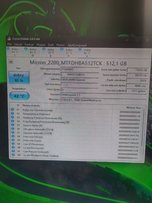 Dysk SSD NVMe Micron 2200 512 GB