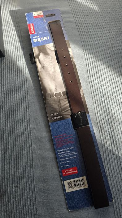 Pasek męski brązowy skórzany 125 cm