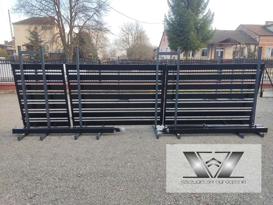 Brama wjazdowa dwuskrzydłowa nowoczesna palisada 1,4x4/120-30 MIX smb