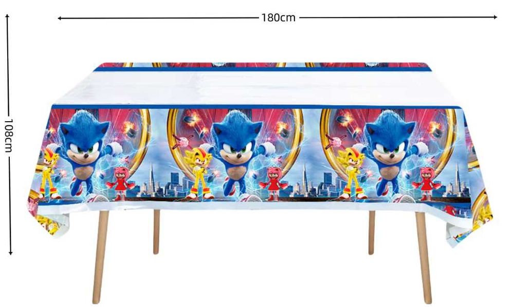 Sonic jeż hedgehog zestaw urodziny balony obrus toppery topper tort