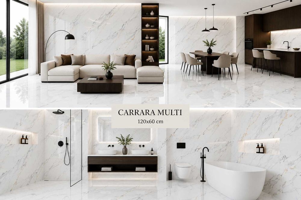 Płytki ceramiczne podłogowe Carrara Multi Poler gres rektyfikowane 60x120 Gat. 1