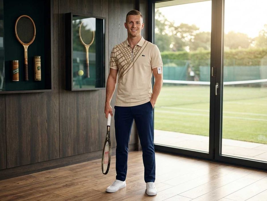 Nowa koszulka męska polo Lacoste M bawełna beżowa