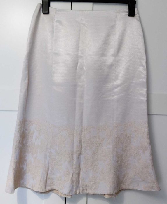 Garsonka ecru kwiaty elegancka wyjściowa 38/40 kostium damski