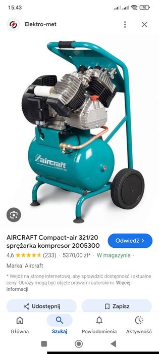 Niemiecki Kompresor sprężarka mobilna do Aircraft Compact 230v